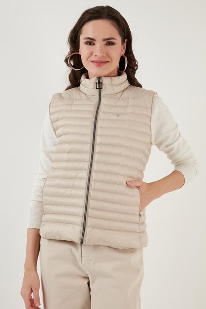 Slim Fit Stand Collar Pocket Puffer Vest 497TAMARA