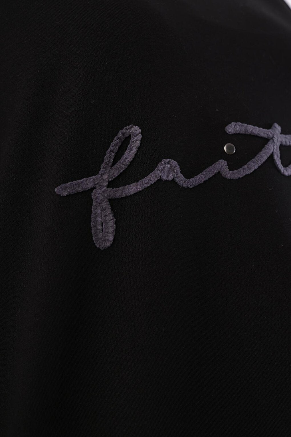 Black Faith Written Embroidered Sweat Tunic