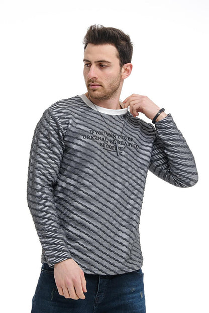 Bobby Cross Striped Slim Fit Knitted Men's Sweatshirt