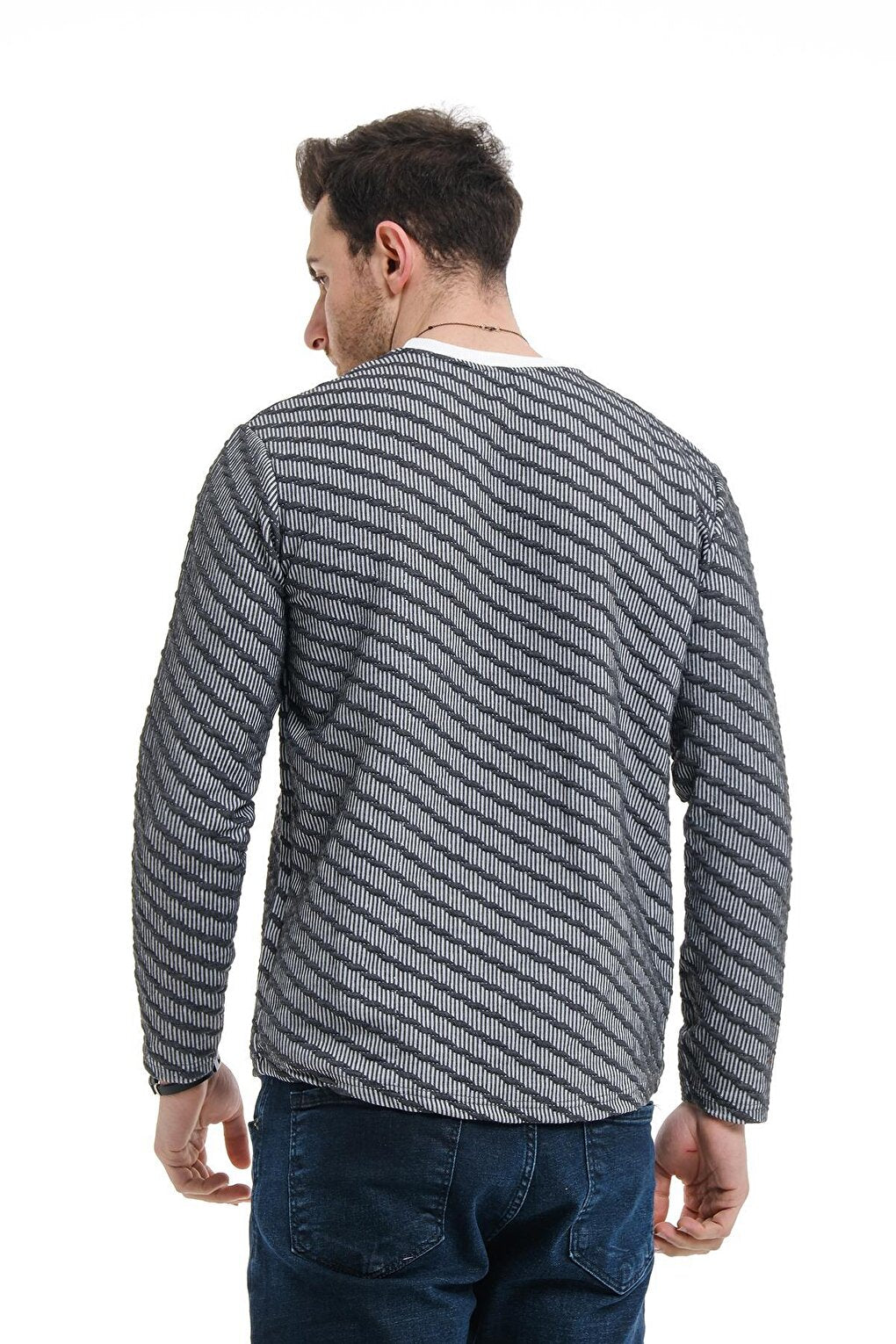 Bobby Cross Striped Slim Fit Knitted Men's Sweatshirt