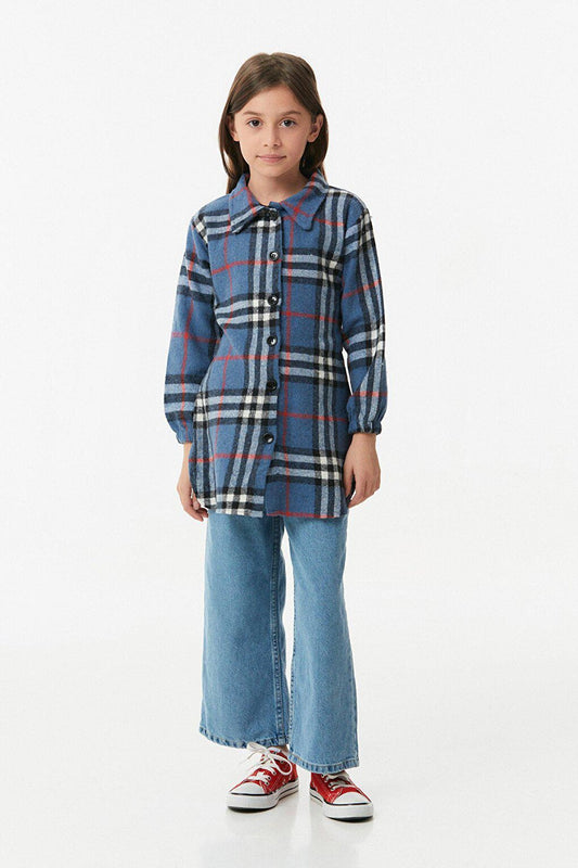 Plaid Patterned Girl's Long Shirt