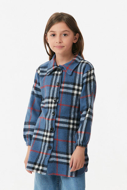 Plaid Patterned Girl's Long Shirt