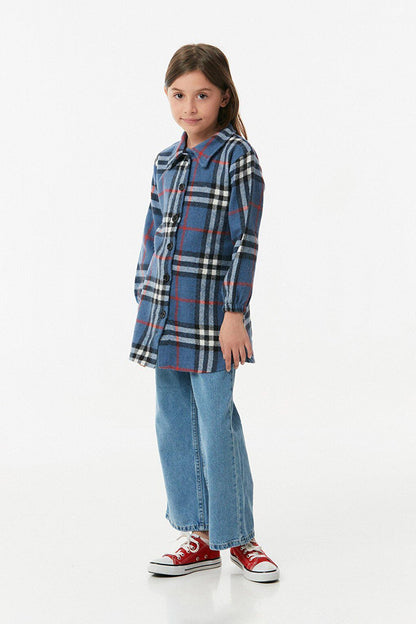 Plaid Patterned Girl's Long Shirt