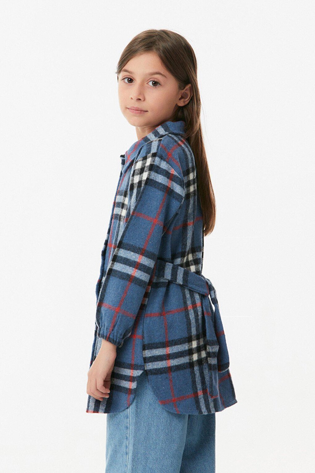 Plaid Patterned Girl's Long Shirt