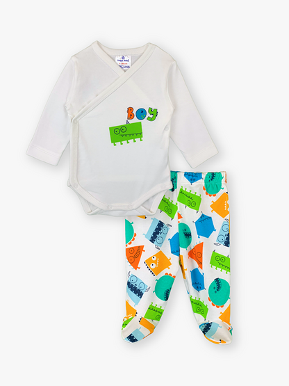 Envelope Collar Long Sleeve Baby Boy 2 Piece Set