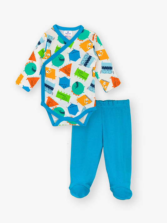 Envelope Collar Long Sleeve Baby Boy 2 Piece Set