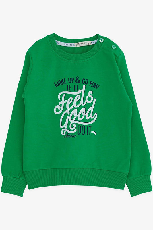 Boy's Sweatshirt Text Printed Green (Age 2-5)