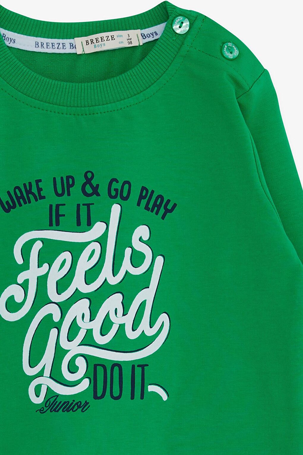 Boy's Sweatshirt Text Printed Green (Age 2-5)