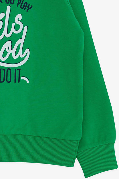 Boy's Sweatshirt Text Printed Green (Age 2-5)