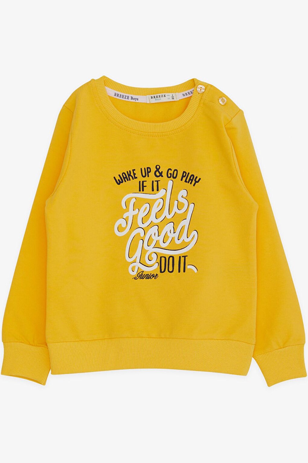 Boy's Sweatshirt Text Printed Yellow (Age 2-4)