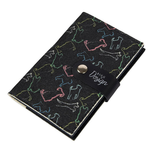 Dogs Black Felt Passport Case