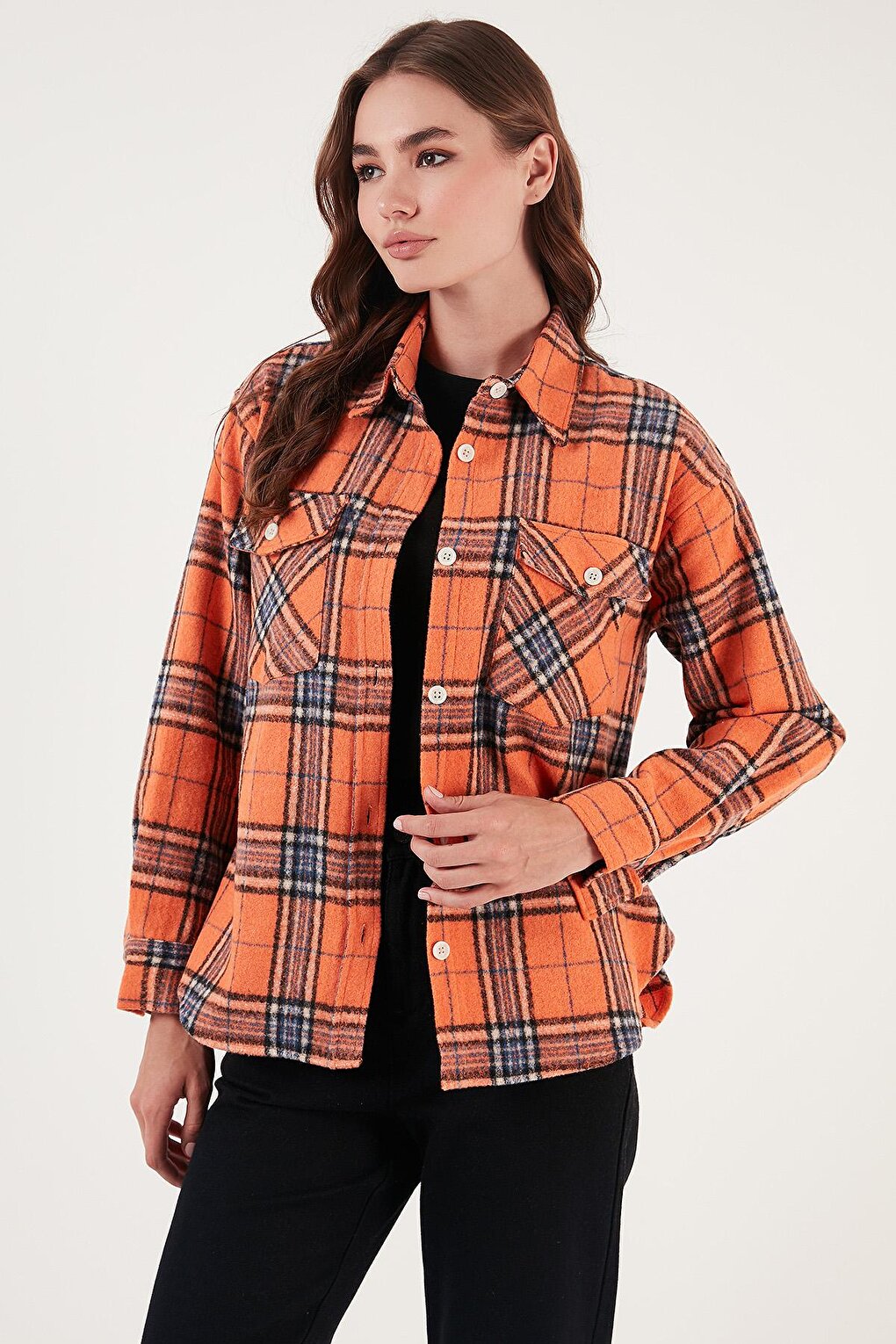 Cotton Pocket Plaid Regular Fit Lumberjack Shirt CF24W167259