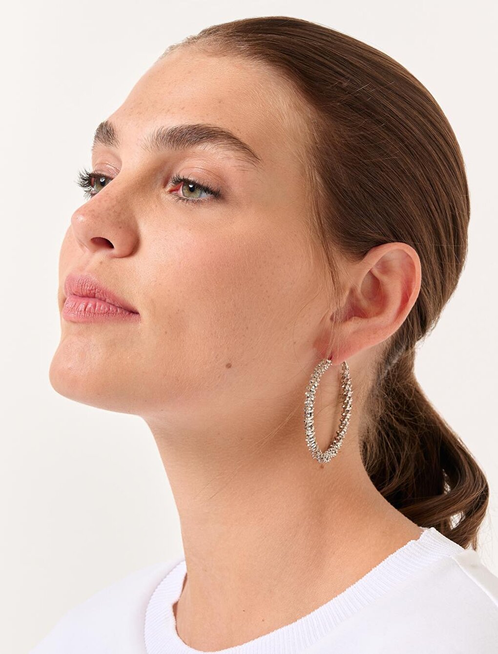 Silver Shiny Big Hoop Earrings