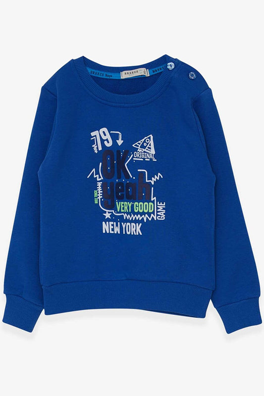 Baby Boy Sweatshirt Text Printed Saks Blue (Age 2)