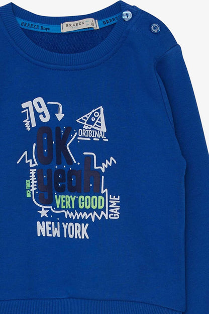 Baby Boy Sweatshirt Text Printed Saks Blue (Age 2)