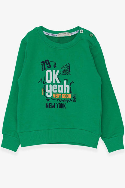 Baby Boy Sweatshirt Text Printed Green (Age 2)