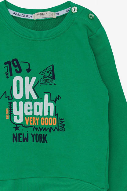 Baby Boy Sweatshirt Text Printed Green (Age 2)