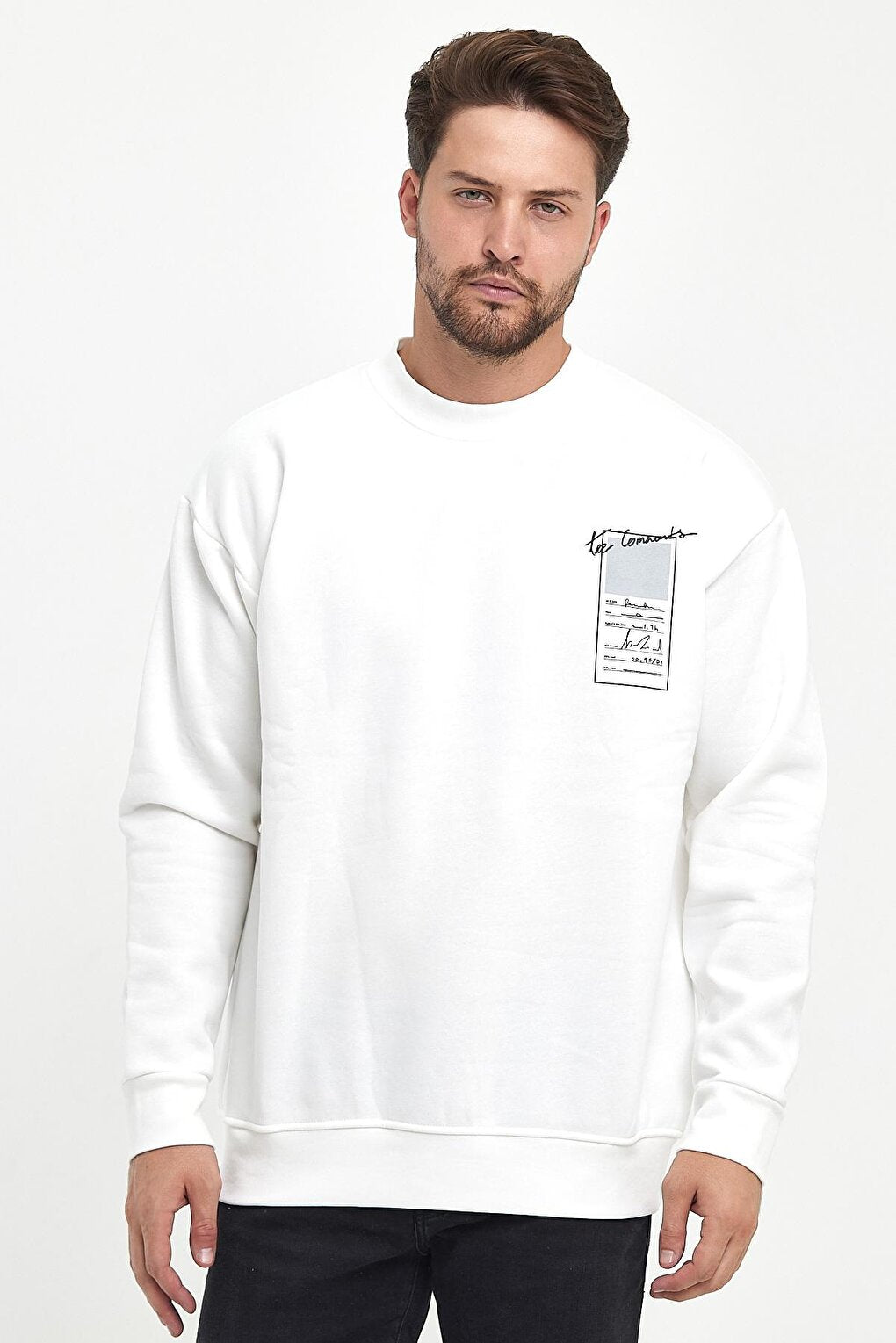 3 Thread Raised Crew Neck Men's Sweatshirt