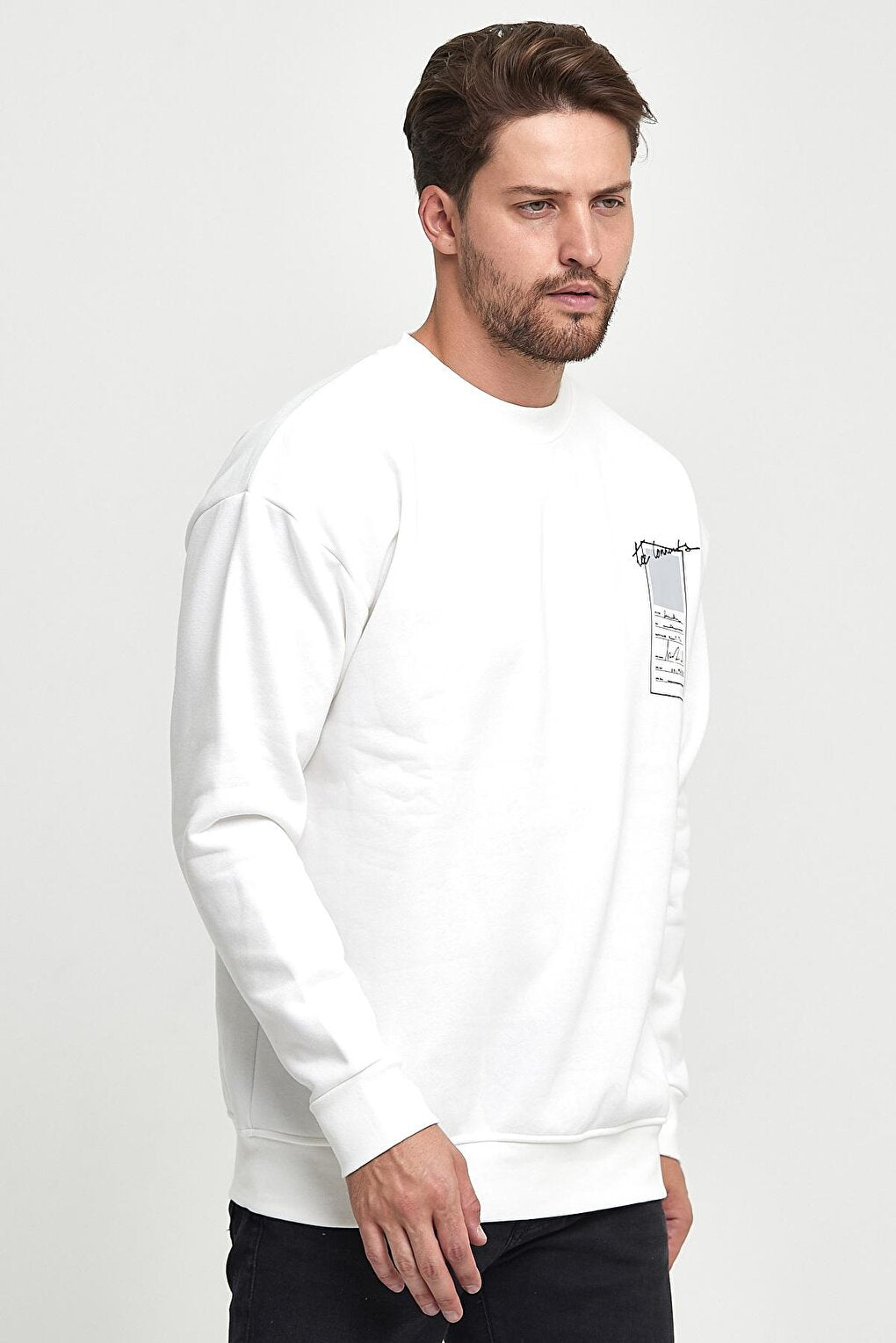 3 Thread Raised Crew Neck Men's Sweatshirt