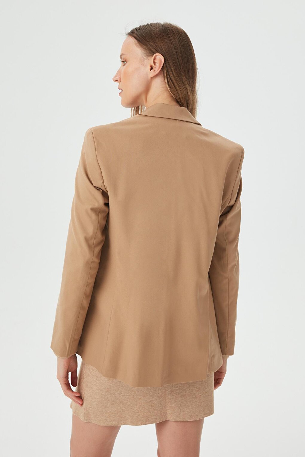 Women's Camel Button Detailed Blazer Jacket