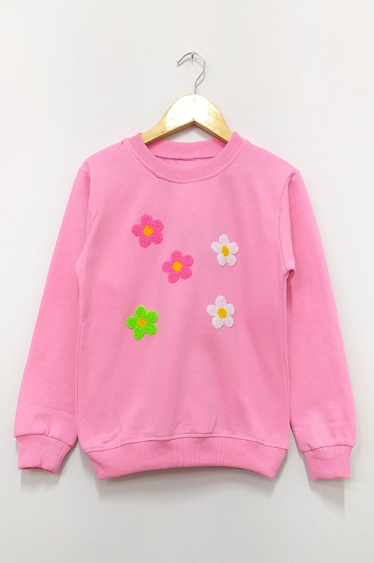 Flower Patterned Girl's Sweatshirt