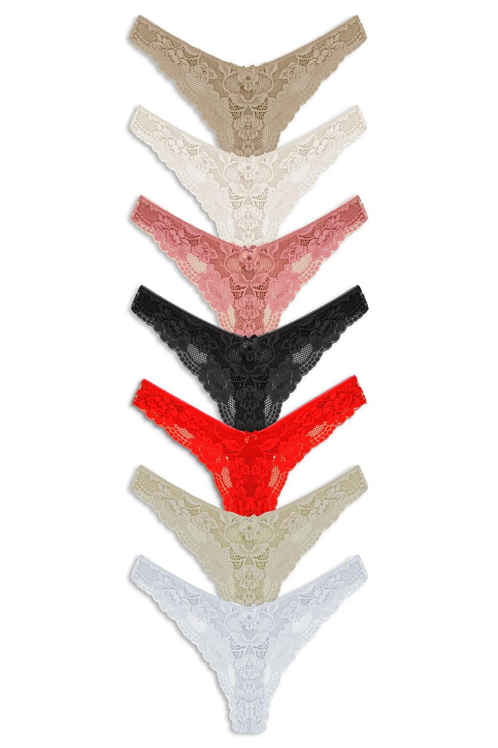 Lace High Waist Women's Thong Panties 7-pack