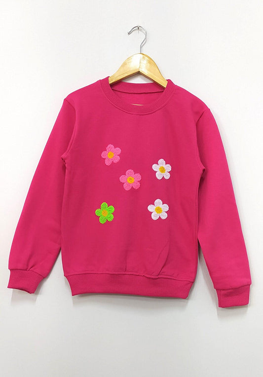 Flower Patterned Girl's Sweatshirt