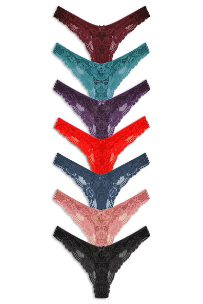 Lace High Waist Women's Thong Panties 7-pack