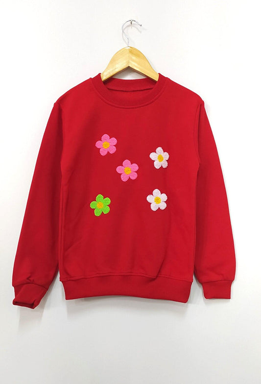 Flower Patterned Girl's Sweatshirt