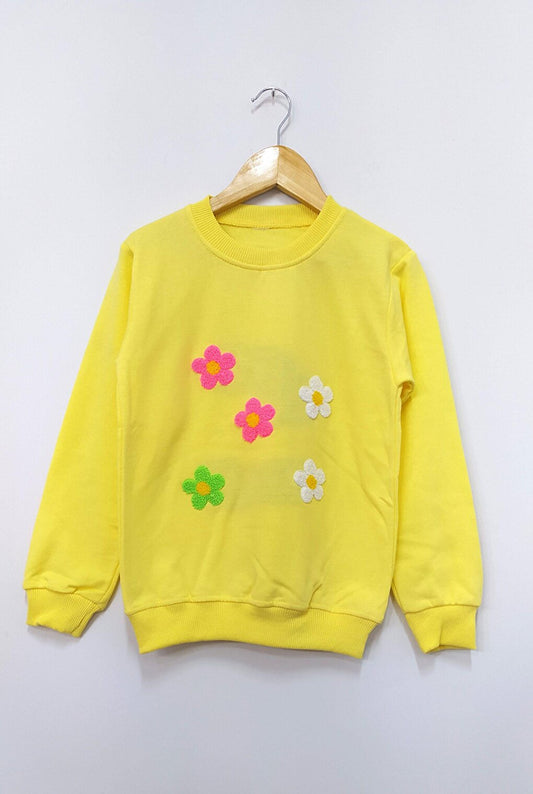 Flower Patterned Girl's Sweatshirt