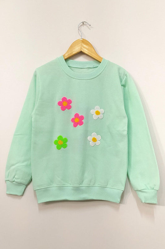 Flower Patterned Girl's Sweatshirt