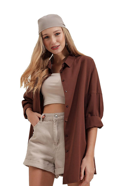 Oversize Long Basic Women's Shirt