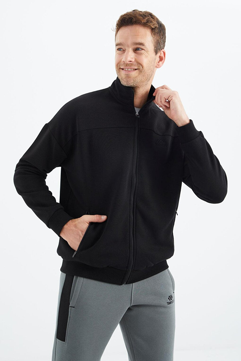 Black Zippered Men's Sweatshirt - 88314