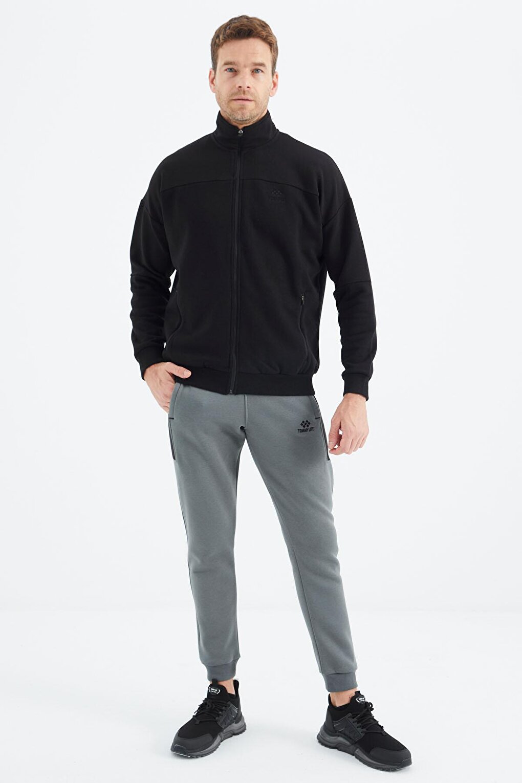 Black Zippered Men's Sweatshirt - 88314