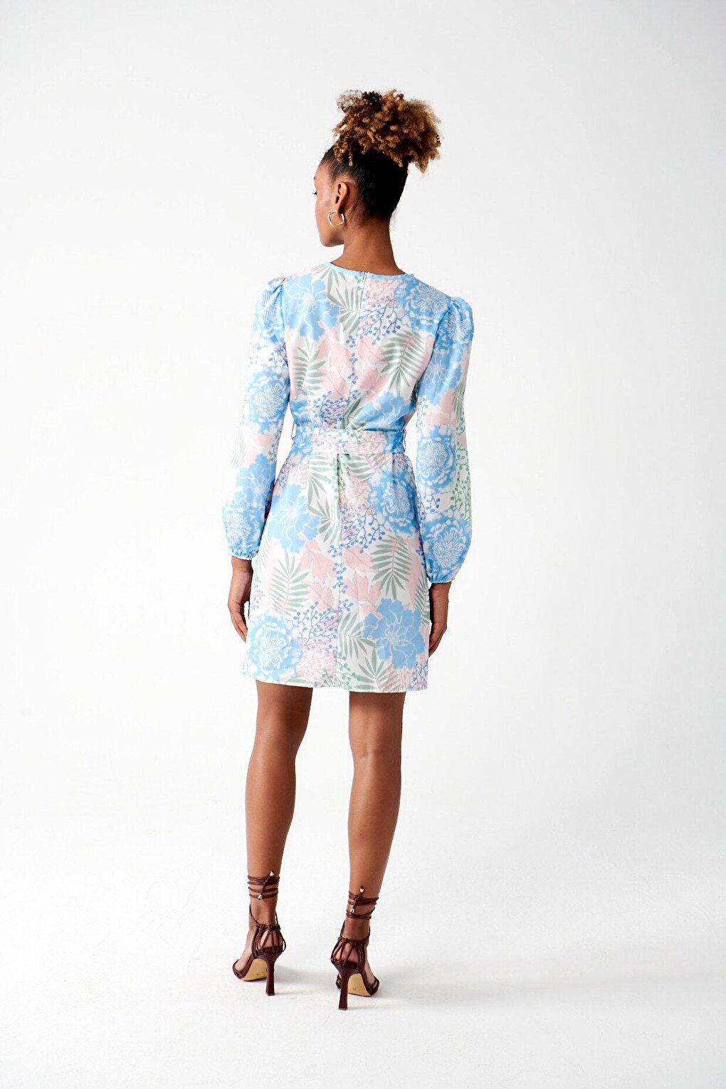 Long Sleeve Crew Neck Printed Dress