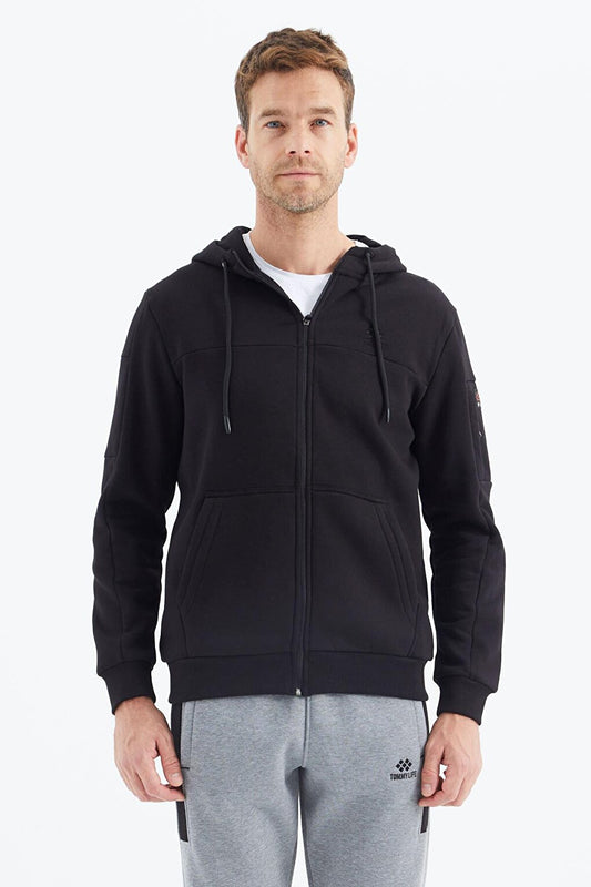 Black Zippered Men's Sweatshirt - 88303