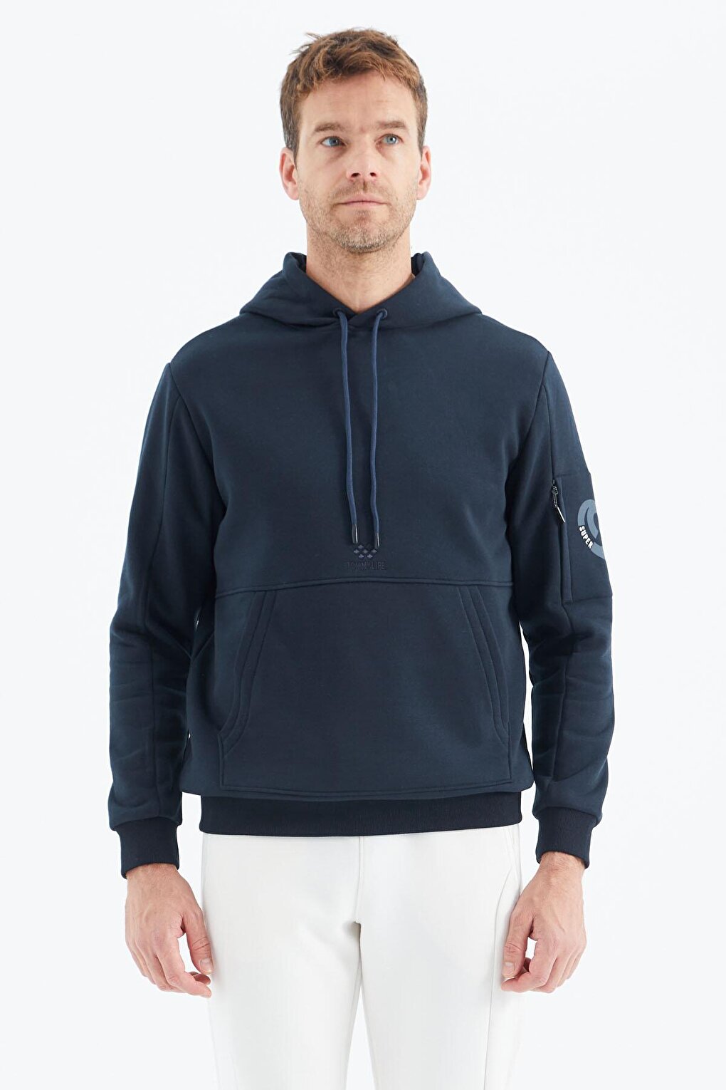 Navy Blue Comfortable Form Men's Sweatshirt - 88298