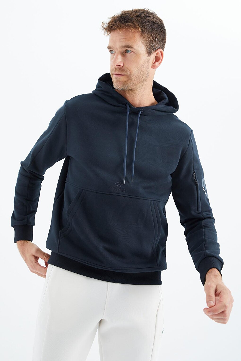 Navy Blue Comfortable Form Men's Sweatshirt - 88298