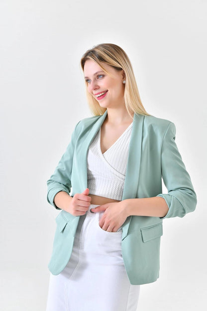 Women's Mint Sleeve Gathered Blazer Jacket