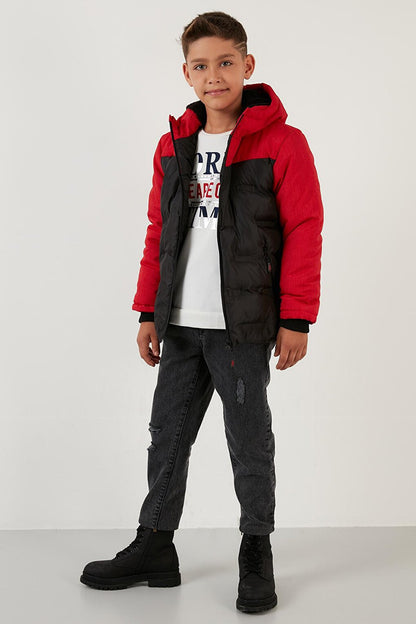 Hooded Puffer Coat with Plush Lining and Zippered Pockets 5760041