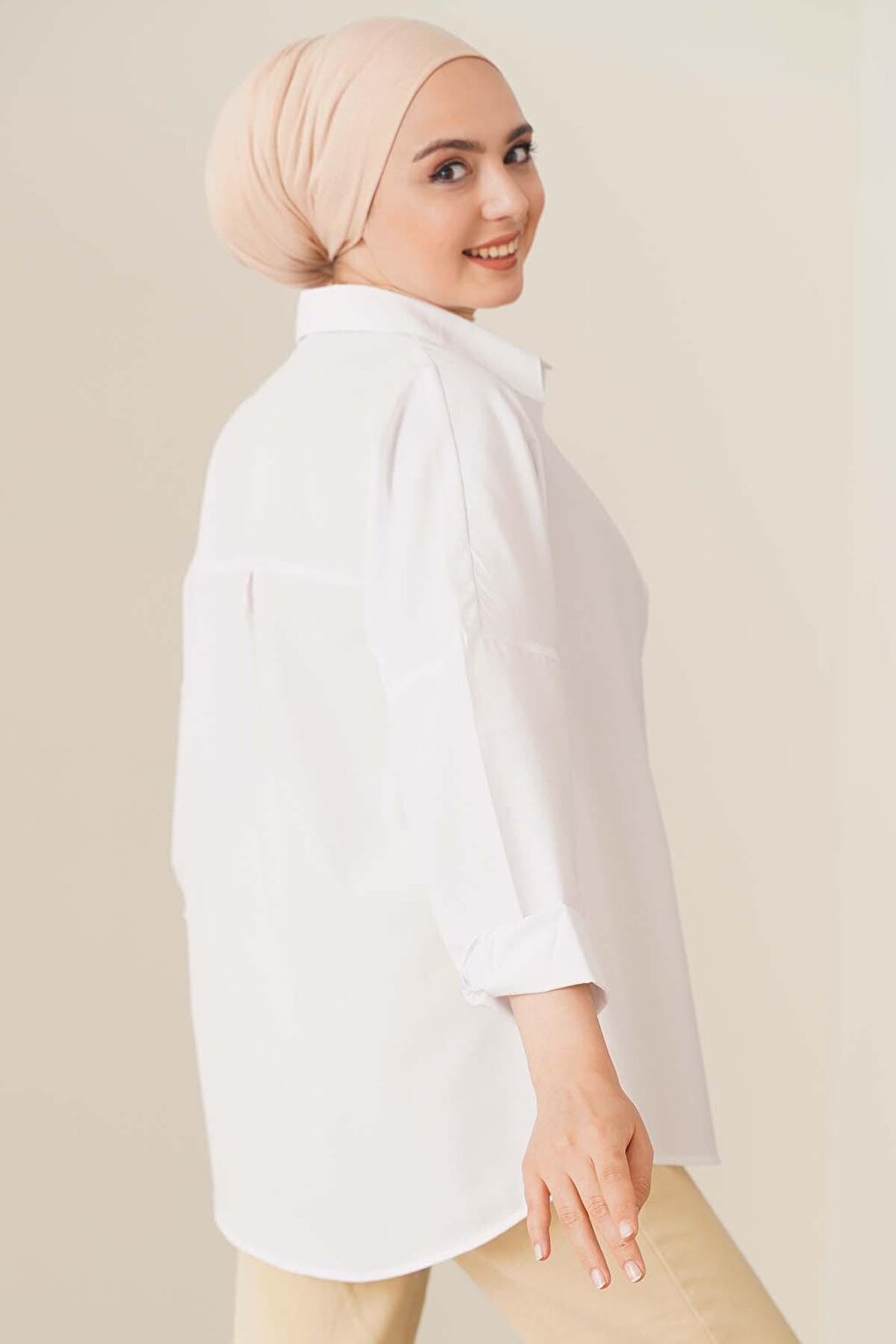 103901 Oversize Basic Hijab Shirt - White