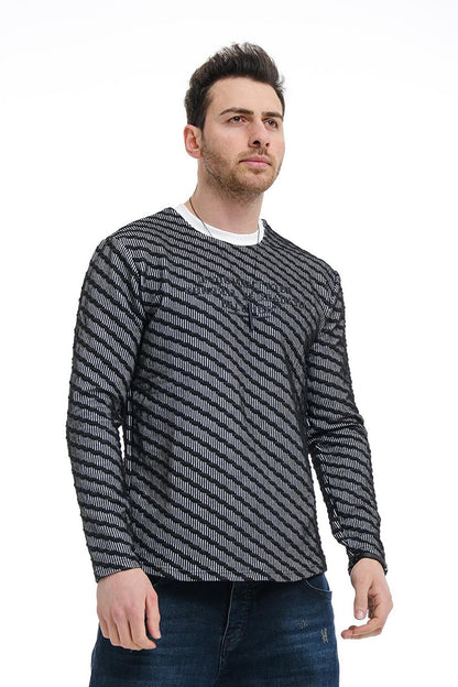 Bobby Cross Striped Slim Fit Knitted Men's Sweatshirt