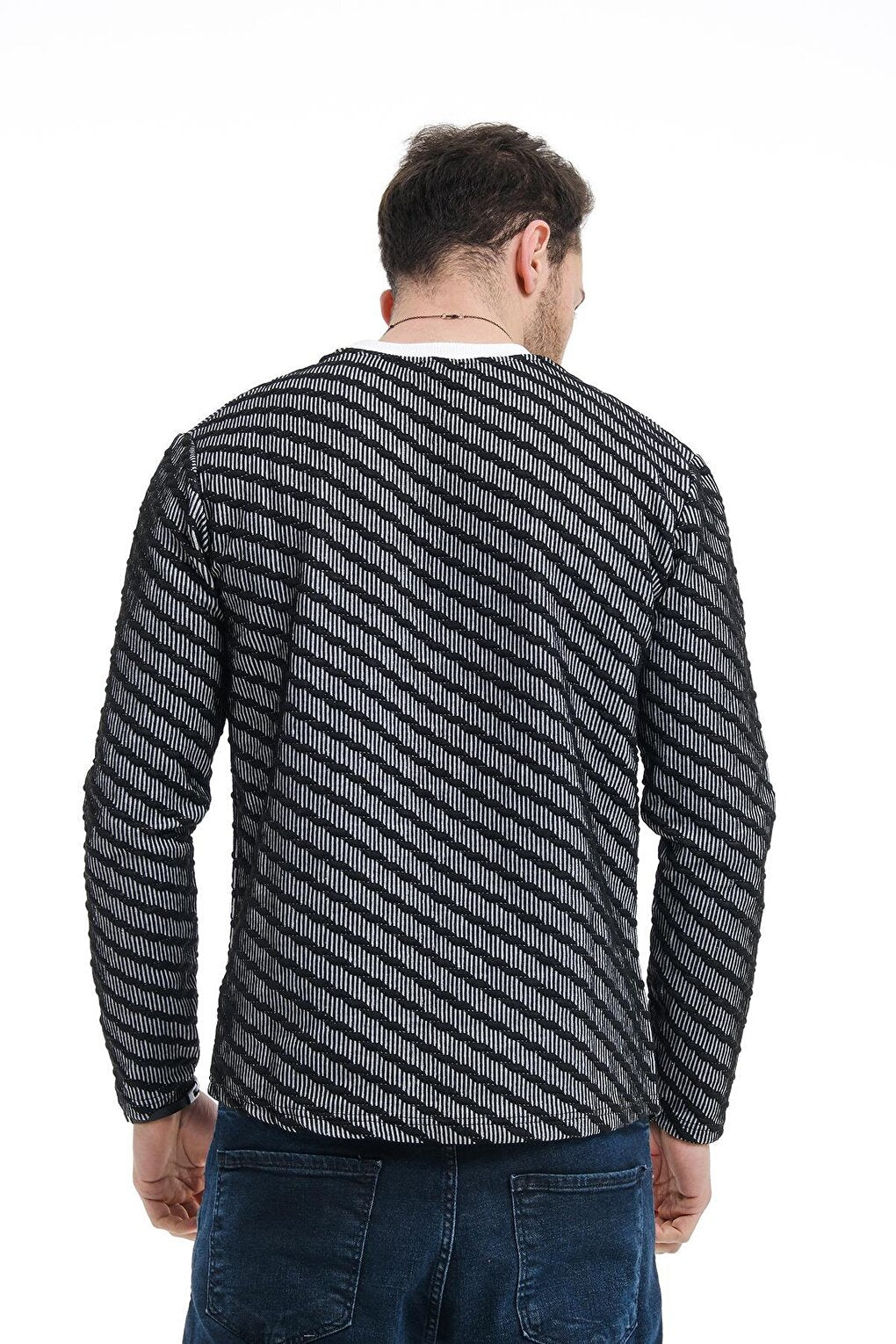 Bobby Cross Striped Slim Fit Knitted Men's Sweatshirt