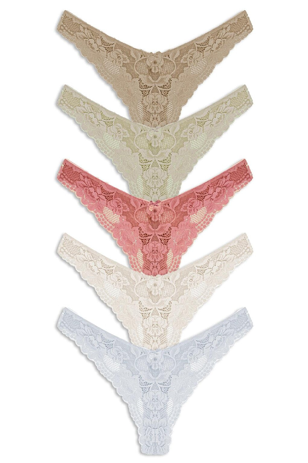 Lace High Waist Women's Thong Panties 5-pack