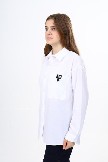 Girl's School Style Pocket Shirt 9-14 Years Lx261