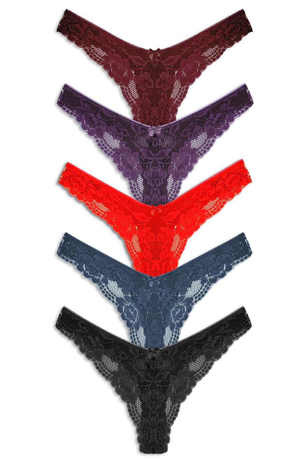 Lace High Waist Women's Thong Panties 5-pack