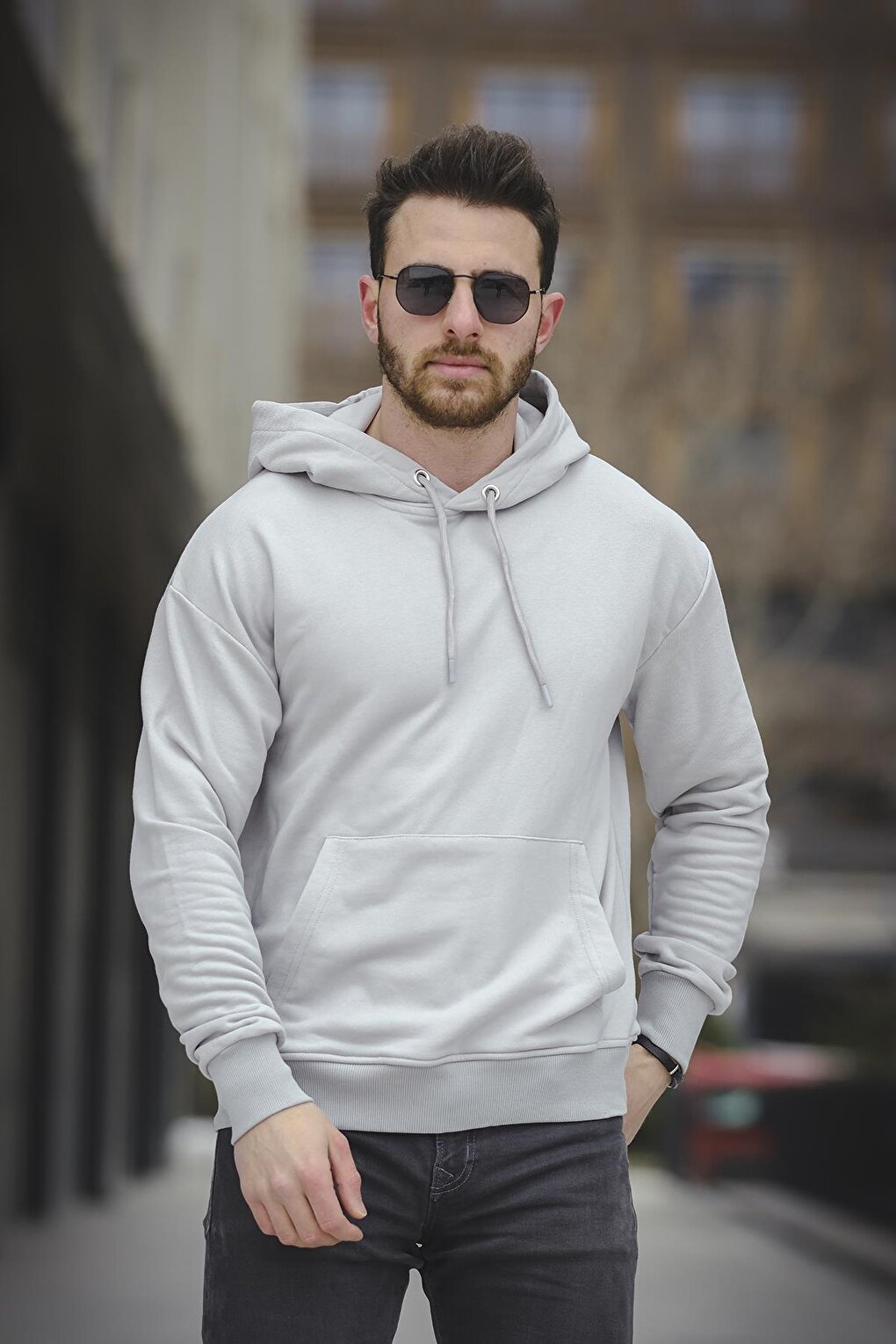 Three Thread Without Raising Oversize Basic Men's Sweatshirt