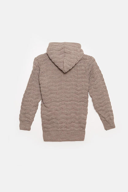 Fur Detailed Knitwear Boys Cardigan