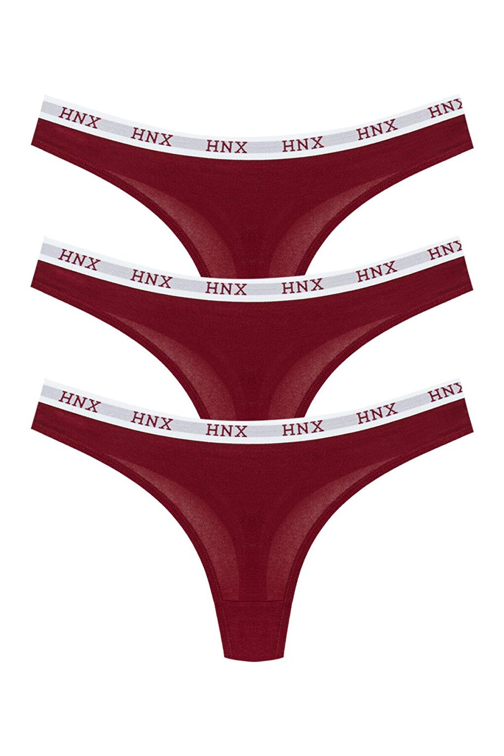 Cotton Basic Women's Thong Panties with Elastic Waist 3-Piece