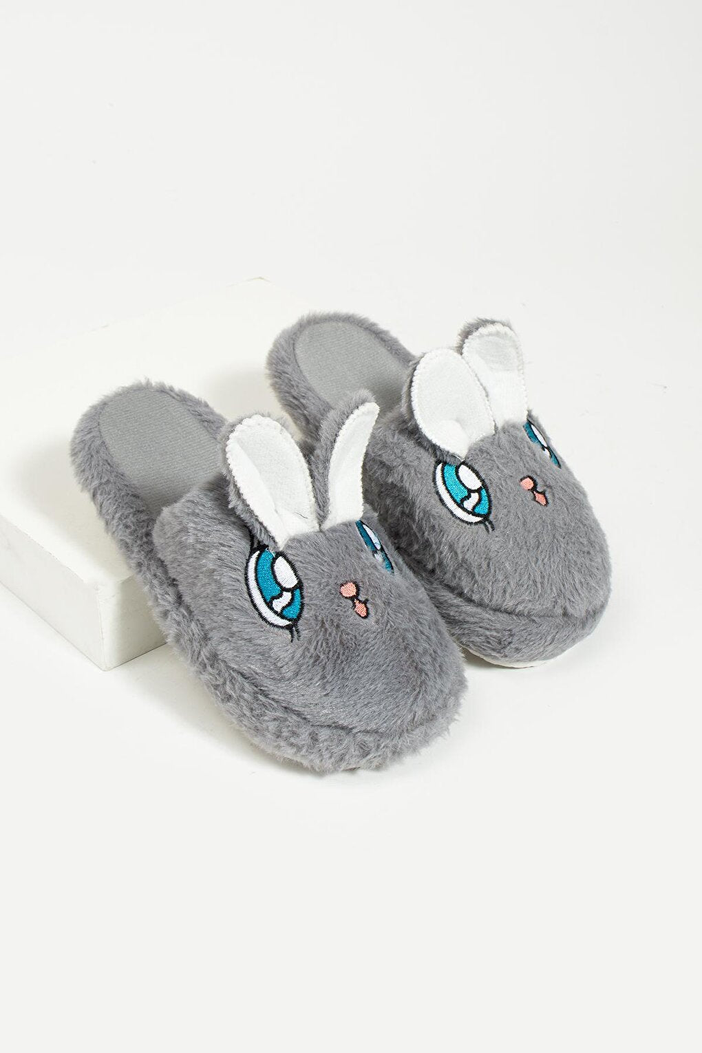 Cute Rabbit Front Closed Inside Fur Thermal Sole Women's Home Slippers P01-18-23Kl